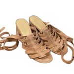 Marc Fisher  Blush Pink Lace up Caged Sandal Block Heels Women Sz 7 Photo 0