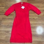 Tibi  Midi Red Open Back terry Sweatshirt Dress small Photo 8