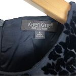 Karen Kane Silk Crushed Velvet Floral Overlay Tan Lining Dress Zipper Back Photo 1
