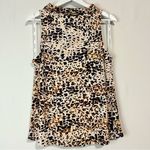 Calvin Klein Women’s Sleeveless Back Tie Animal Print Blouse Tan Purple Med EUC Photo 0