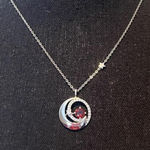 Sterling Silver with real garnet moon and star necklace Brand new in box Photo 0