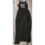 Boutique Olive Dark Green Seahorse Halter Maxi Dress Beach Long Lined Slit Open Leg Small Photo 1