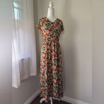 Emery Rose Multicolored Floral Print Button Front Short Sleeve Maxi Dress Red Size XL Photo 4