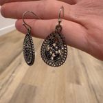 Black and Silver Beaded Dangle Earrings Photo 1