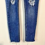 Free People  Women’s Button Fly Distressed Raw Skinny Jeans Blue Size 28 EUC Photo 2