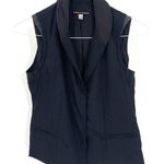 Alice + Olivia  Black Sleeveless Wool Silk Blend Tuxedo Button Front Blazer Photo 0