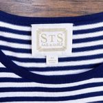 Sail To Sable • Striped Bell Sleeve Dress sweater knit mini navy blue white Photo 3