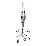 Lia Sophia  Silver Charm Tassel Pendant Necklace Y2K Style & Bead Earrings Photo 5