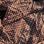Ecru Pink Brown Houndstooth Button-Down Blouse Photo 1