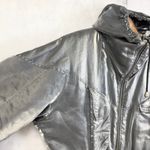 Nils Womens Ski Jacket Size 16 Silver Shiny Metallic Hooded 80s Apres Ski VTG Photo 2