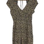 Lottie Moss Mini Dress Womens S Brown Leopard Print V-Neck Cap Sleeve Smocked Photo 1
