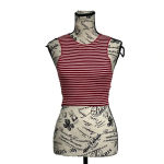 ZARA  Trafaluc Red Striped Seamless Crop Top Women’s S Nautical Preppy Sailorcore Photo 1