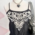 Twenty One Vintage Y2K Black Embroidered Tank Top Indie Sleaze‎ Soft Grunge Retro Small Photo 1