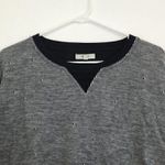 Madewell Night in Top Gray White Marled Black Trim Cotton Crewneck Sweatshirt S Photo 2