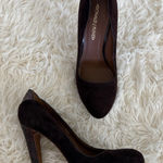 Donald J Pliner Heels Pumps Brown Suede Leather Trim High Heel Shoes‎ 6.5 Photo 0