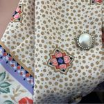 Vtg 80s 90s Kristy Michaels Printed Skirt Suit Cream Combo 12 Tan Photo 5