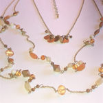 Boho Multi Strand Soft Satin Gold Tone & Neutral Color Beaded Necklace Photo 3