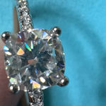 Elegant Solid Silver Cushion Cut 1.0ct Moissanite Ring Photo 5