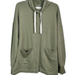 Free Assembly Knit Funnel Neck Sage Green Pullover Sweatshirt Patch Pocket L Photo 0