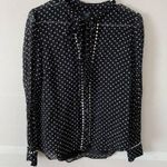 J.Crew Black & White Polka Dot Button Up Silk Neck Tie Sheer Blouse Womens Size 2 Photo 0