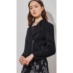 Ming Wang ‎ Tailored Moto Jacket Zip-Front Knit Size Large Photo 5