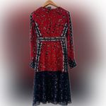 SALONI Vera Silk Printed Pleated Mini Dress Rare SZ0 Red Size 0 Photo 6