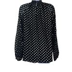 Yumi Kim  Black Gold Polka Dot Lexington Top High Ruched Neck Long Sleeve Office Photo 1