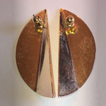 Vintage Gold Tone Funky Retro Statement Pierced Earrings Photo 5