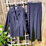Diane Von Furstenberg Vintage  Wool Blue Pin Striped Pant Suit 14 Photo 0