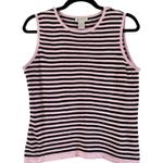 Grace Suits Silk Blend Purple Striped Knit Sleeveless Tank Top Shell Size Large Photo 0