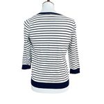 Talbots  White/Navy Blue Dragonfly Striped Cardigan Size smalll petite Photo 3