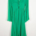 ASOS Designs Maternity Tie Back Fluted Sleeve Pleated Midi Dress in Kelly Green Size undefined Photo 4