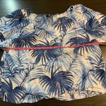 Talbots Plus Size 2X Linen Blue White Palm Leaf Print Blouse Top Resort Photo 5