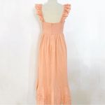 Apiece Apart  100% cotton light peach midi dress with ruffle shoulder straps Photo 5