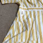 Lumiere Yellow White Stripe Button Down Faux Wrap Dress Photo 1