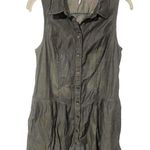 Free People  Size Medium Dark Grey Cotton Sleeveless Button Down Shirt Dress Photo 0