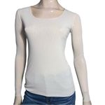 D.EXTERIOR NWT Women’s Size S Light Gray Mesh Long Sleeve Crewneck Top Photo 2