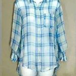 Abercrombie & Fitch Blue and White Plaid Sheer Women's Top (289) Photo 0