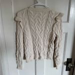 frame denim Frame Sofia cream ruffle cable-knit sweater size small Photo 5