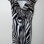 Cache Vintage 90s y2k Animal Zebra Print Sleeveless V-neck Mob Wife Mini Dress 4 Photo 1