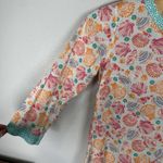 Talbots Seashell Print Cotton Popover Tunic Top Size Large Pink Orange Beach Photo 2