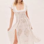 Vanessa Mooney  Claudette Dress White Lace Up Midi Size XS Photo 0