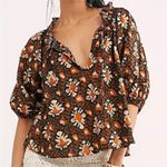 Free People Willow Printed Puff Sleeve Blouse Top Size XS Photo 0