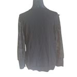 CeCe  Mixed Media Sweater M Black Sheer Floral Sleeve Cotton Knit Top Photo 7