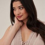 Torrid Plus Size - Babydoll Crinkle Gauze Crochet Inset Lace-Up Top Photo 3