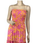 Abel‎ The Label ATL Strapless Tiered Maxi Dress Smocked Bodice Floral Hippie Pink Size M Photo 4