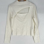 Bar III ‎ Womens Size 1X White Ribbed Cut-Out Long Sleeve Mock Neck Sweater Top Photo 0