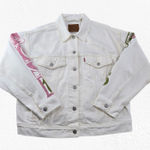 Levi's Levi’s White Denim Trucker Jacket NWT Graphic 90s Birthday Trucker Size Large Photo 0