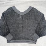 Free People Thermal Gray Long Sleeve V Neck Waffle Knit Oversized Top Sz Sm Photo 1