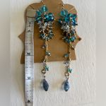 NWT Crystal Blue and Gold Cluster Dangle Earrings Photo 3